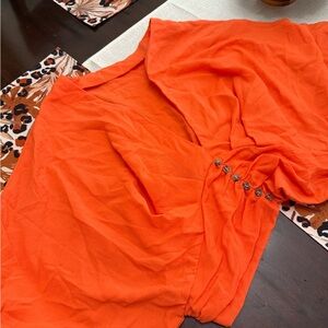 SHEIN Vibrant Orange Top with Button Detail